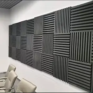 Soundproof Grille Polyester Foam Timber / Wood Slats Grooved Acoustic Panels