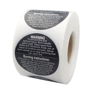 Autocollants d'avertissement de bougie ronde de 1.5 pouces, étiquettes d'avertissement de sécurité imperméables pour le récipient de pot de votives de cire de soja
