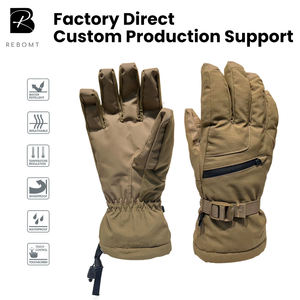 Премиальные персонализированные водонепроницаемые лыжные перчатки унисекс с раздельными пальцами, карманом на молнии и шнурком, из полиэстера Оксфорд, для катания на лыжах - Product Image 1