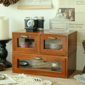 Caja de Almacenamiento de Madera Maciza con Cajones, Organizador de Escritorio Rectangular a Prueba de Polvo, Capacidad de 18L, Almacenamiento Decorativo para Sala de Estar - Product Image 1