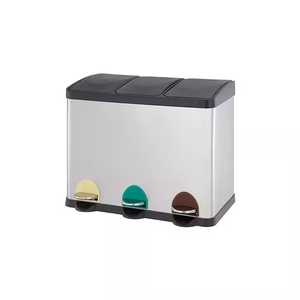 Thép không gỉ 2 và 3 ngăn phân loại thùng rác có thể công suất lớn tái chế bin cho trong nhà chân đạp mở chất thải bin - Product Image 1