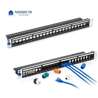Panel de conexión de fibra óptica RJ45 24 puertos Cat6 UTP STP ODF Marco de distribución Módulo de bastidor Gestión de cables 1U