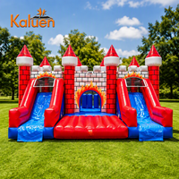 Château gonflable commercial Kaluen en PVC avec double toboggan, pour enfants, idéal pour la location de fêtes et les événements en plein air