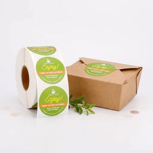 Etiquetas Adhesivas Personalizadas de Vinilo Impresas con Logotipo Redondo, Etiquetas para Empaque de Alimentos en Rollo, Resistentes al Agua, con Mensaje de Agradecimiento por su Pedido - Product Image 1