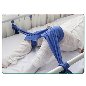 Sangles de contention pour jambes, vertes et bleues, conception droite pour patients alités avec barreaux de lit - Product Image 4