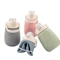 Bouteille d'eau pliable en silicone de grande capacité (1200 ml) avec cordon pour le sport, les voyages, le camping – Tasse à paille portable et extensible