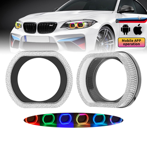 5D <span class=keywords><strong>RGB</strong></span> LED Angel Eyes <span class=keywords><strong>Halo</strong></span> anello avvolge 2.5 pollici 3 pollici Bi Xenon lente Retrofit nuova lampada frontale per auto DRL decorativa - Product Image 1