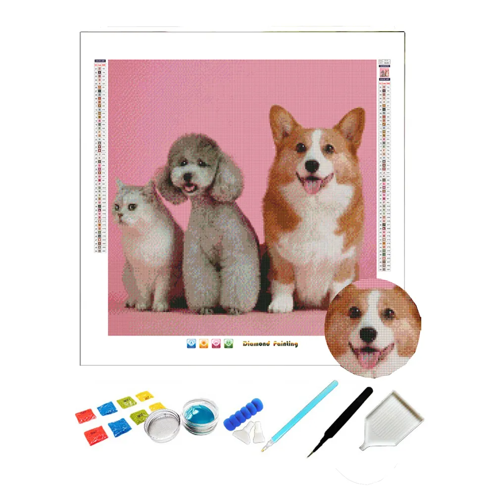 ZSH-365 Foto Custom pet cão e gato pintura parede arte redondo quadrado strass decoração home 5D DIY Pintura Diamante