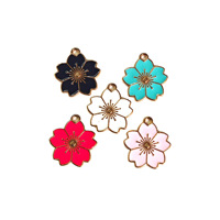 Accessoires de bijoux DIY Sakura en alliage, motif fleur de prunier à cinq pétales, finition émail goutte d'huile, pour pendentif de collier, porte-clés et pendentif de téléphone portable