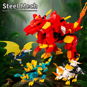 새로운 4-in-1 변형 로봇 빌딩 블록 어셈블리 5-8 세 소년을위한 작은 입자 변형 공룡 퍼즐 장난감 - Product Image 5