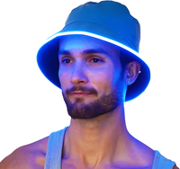 Chapeau seau lumineux Rave Neon Rave Accessoire Festival Outfit LED Bucket Hat pour hommes et femmes PU LED Fisherman Hat
