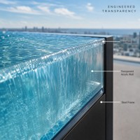 Piscine à débordement en acrylique pour toit, panneau PMMA transparent cristallin anti-UV 8 mm, découpe sur mesure, services de construction clés en main