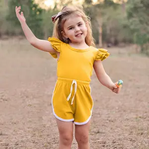 Vendita calda estiva RTS set di abbigliamento per bambine abiti Casual abbigliamento per bambini solido abiti per bambini