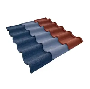 高品质彩色石材涂层金属普通屋面瓦定制诺森瓦片，用于工业设计酒店应用