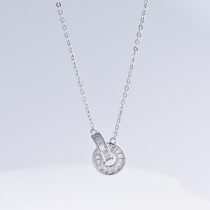 wholesale plata 925 sterling silver Geometric zirconia <b>necklace</b> Everyday Wear korean cz unique women fashion pendant <b>necklaces</b> - Product Image 3