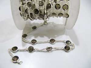 Cadena de conector en forma de moneda Briolette de cuarzo ahumado de 7mm genuino, cuentas de piedra Natural unidas, vendidas por fabricación de joyas - Product Image 4