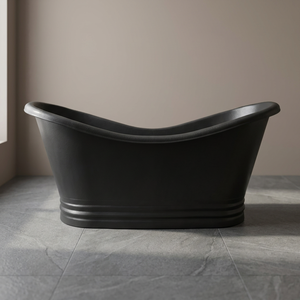 Baignoire ovale autoportante noire en cuivre, de luxe et durable pour adultes - Artisanat indien pour salle de bain et spa - Product Image 1