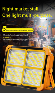 Luz de inundación de emergencia para pesca, luz de inundación de mano, luz de trabajo portátil Led, lámpara de camping de carga Solar USB recargable - Product Image 3