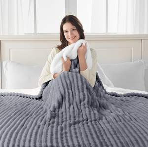 Cobertor elétrico de flanela com nervuras macias para Sherpa cobertor aquecido reversível com 10 configurações de calor - Product Image 5