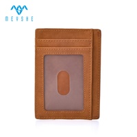 Dompet Kartu Kredit Minimalis Anti-RFID Berkualitas Baik Warna Coklat PU Harga Pabrik Custom