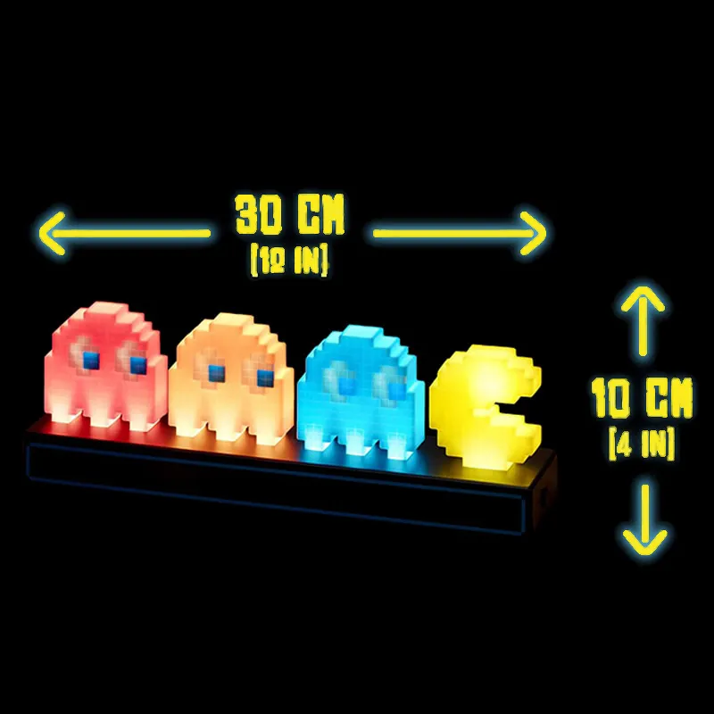 โคมไฟกลางคืน Pixel ghosts Pac-Man ไฟสัญลักษณ์แสดงภาพสัญลักษณ์เกมแบบตั้งได้ไฟ3D แอลอีดีสร้างบรรยากาศเป็นของขวัญวันคริสต์มาส