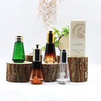 Nouvelles Bouteilles Compte-gouttes d'Huile Essentielle de Luxe Haut de Gamme Personnalisables Style Teletubbies en Verre avec Pompe à Pression, Design Conique Or/Argent