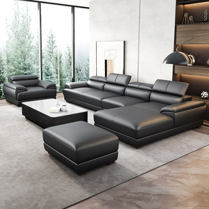 Divano in Pelle di Vacchetta Stile Nordico, Modulare per Soggiorno con Struttura in Legno Massello per Progetti Commerciali - Product Image 4