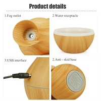 Humidificateur d'air portable intelligent pour la maison, en plastique imitation bois, 130 ml, à ultrasons H2O, avec veilleuse