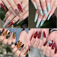 Faux Ongles Ultra Fins en Acrylique Souple, Longs, Effet Mat, Sans Couture, Formes Stiletto, Ballerine, Amande, Carré, French, pour Manucure Professionnelle