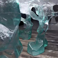 Table à thé Glacier en cristal platine Transparent tabouret en résine de luxe ondulation de l'eau cristal Iceberg Islande Table d'appoint sur mesure
