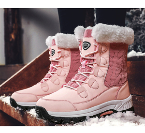 Sepatu bot salju musim dingin wanita, sepatu bot setengah panjang, sepatu bot salju musim dingin Anti air, Sol atas tinggi Anti selip, kain penambah tinggi - Product Image 1