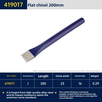Ciseau plat en acier allié au chrome-vanadium Great Wall Jinggong modèle 419017 pour la découpe de pierre et les travaux muraux, fabriqué en Chine
