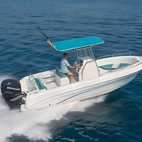 Bateau de pêche à console centrale 7,5 m 300 CV hors-bord avec réservoir à poissons sous le plancher et bac à appâts 8 personnes