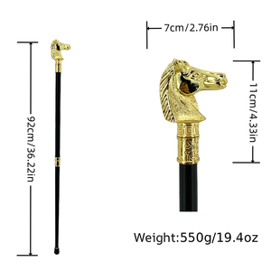Canne en aluminium tête de cheval de <span class=keywords><strong>Goldberg</strong></span> Martin - Design équestre luxueux pour gentleman, rétro, sculptée, réglable et légère - Product Image 5