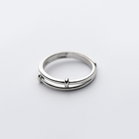 Bagues scintillantes rondes en CZ transparent, argent sterling 925, bagues géométriques à double ligne pour femmes, bijoux fins