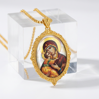 Collier pendentif TIMEMUSE Vierge Marie en nacre, plaqué or, acier inoxydable, icône byzantine, bijoux catholiques, vente en gros