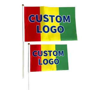 Promotion Favourable-price Hot Sale Comprehensive Rainbow Pride On Stick With Pole 14*21cm Hand Flag