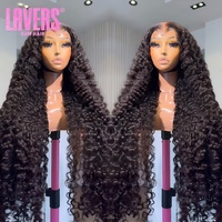 13x6 Raw 30 Inch Lace Frontal Invisi-String Glueless 360 Full HD Lace Front Wig Rambut Asli Manusia India Burma Model Keriting Bergelombang