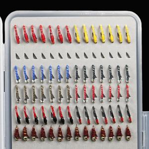 Commercio all'ingrosso 133 pz/set ultrasottile portatile ninfa Scud Midge mosche Kit assortimento con scatola pesca alla trota esche a mosca - Product Image 5