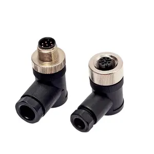 IP67 3/4/5/8/12 Pin Waterproof M12 Male and Female right angle Assembly plastic Plug Connector with A/B/C/D Coding