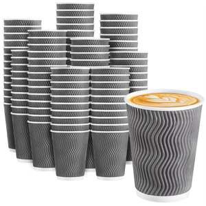 Custom Printed Logo Biodegradable Disposable Corrugated Paper Cup Eco-Friendly Hot Drink Lid Included