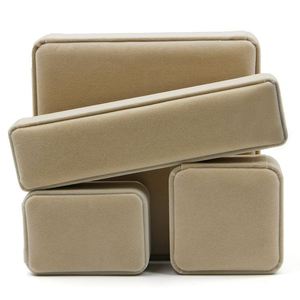 Square Beige Custom Luxury <b>Ring</b> Jewellery Gift <b>Box</b> Cream Velvet Storage Necklace Packaging for Jewellery <b>Box</b> - Product Image 4