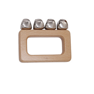 En gros, Carillon à main rectangulaire en bois à 4 anneaux, Instrument de percussion Orff, Instrument de musique, Jouet hochet pour bébé - Product Image 6