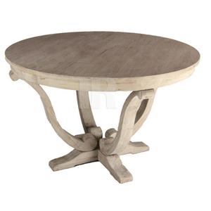 Mesa de Comedor Redonda Clásica de Madera Maciza Reciclada de Malasia con Base de Acero Inoxidable - Product Image 5