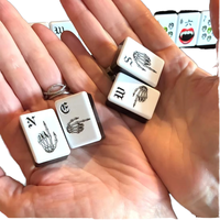 Juego de Mahjong Americano Portátil Moderno con Fichas Acrílicas Negras con Temática de Halloween, Juego de Mesa de Casino para Entretenimiento de Adultos