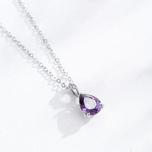 Collier pendentif goutte d'eau en zircon violet, version cuivre personnalisable, argent sterling S925, un cadeau d'anniversaire parfait pour les femmes - Product Image 3