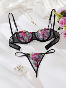 Lencería transparente seductora que muestra acentos de flores audaces Mujer Sexy para ropa interior completa bordada Lencería Sexy de moda Mujer - Product Image 3