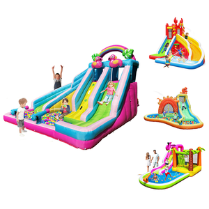 Castillo Inflable Mini para Niños, Casa de Brinco Inflable con Tobogán de Agua para el Hogar - Product Image 1