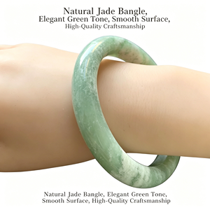 กำไลข้อมือหยกจีนโบราณสีเขียวธรรมชาติทรงกลม ขายส่ง ของขวัญเครื่องประดับอัญมณีแกะสลักสไตล์วินเทจสำหรับผู้หญิง - Product Image 3