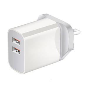 Adaptateur de voyage double chargeur USB 5V 2.4A 12W blanc pour téléphone portable avec ports standard australiens, britanniques et indiens - Product Image 3